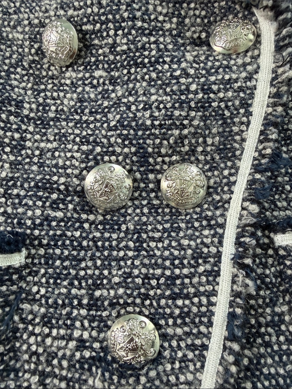 Veronica Beard Theron Tweed Double-Breasted Blazer Jacket Navy White Size 6 - Picture 7 of 15